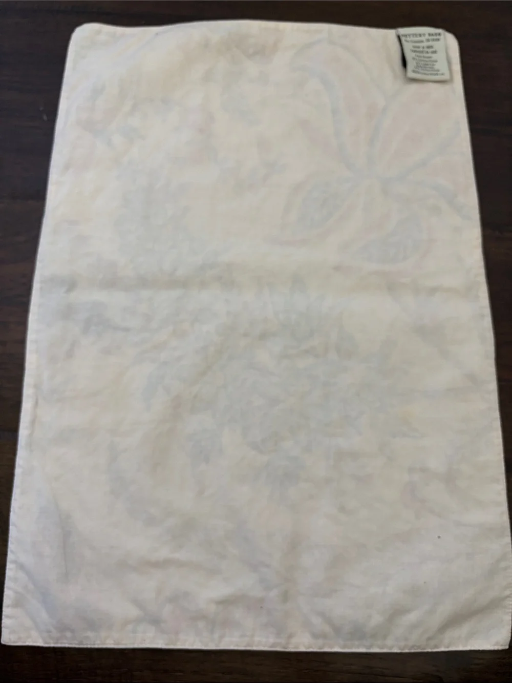 Pottery Barn Floral Butterfly Cream Blue Placemats (5) Summer Table Cotton Linen